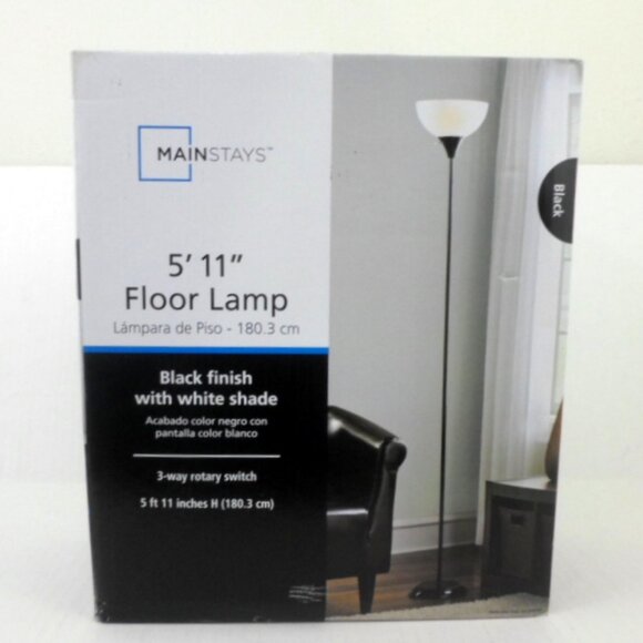 Mainstays 71" Floor Lamp Black with White Shade - Picture 4 of 4